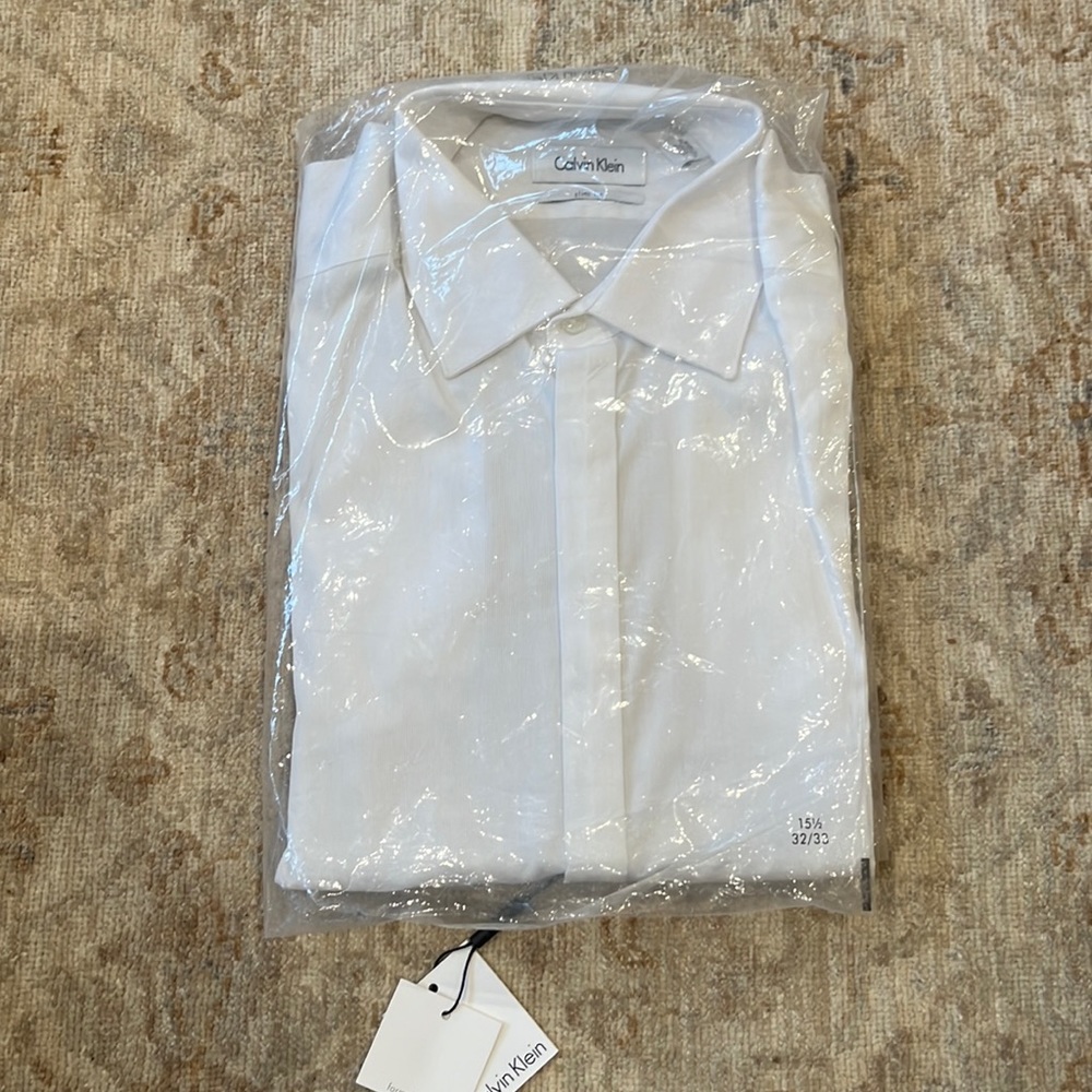 Calvin Klein Slim Fit Textured White Tuxedo Shirt